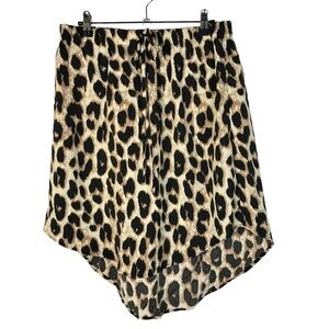 Boutique Light Brown Leopard Print Dip Hem Mini Skirt XL